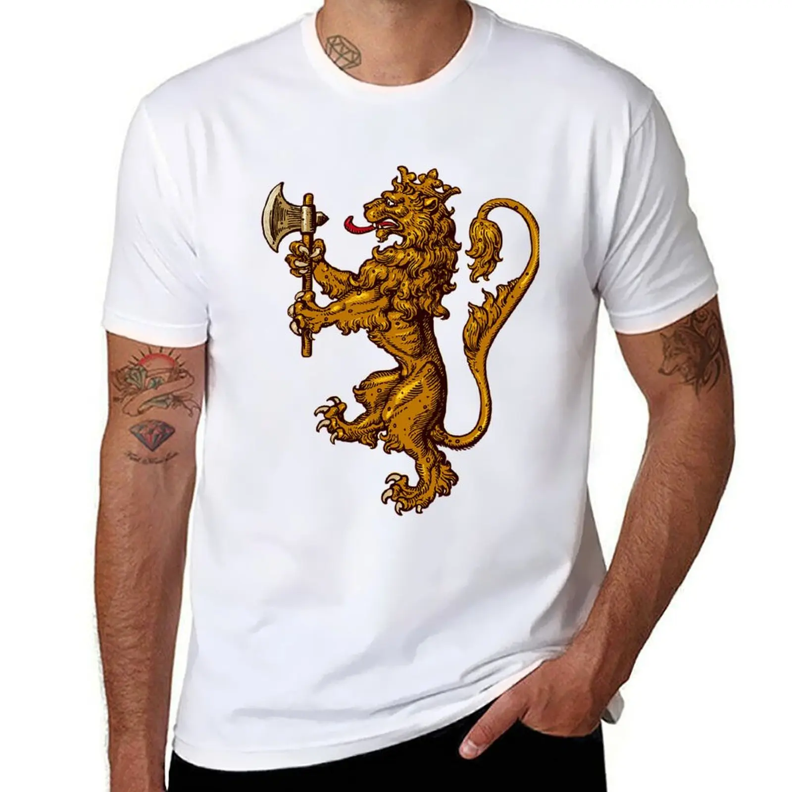 Golden Lion - Heraldic T-Shirt custom shirt graphics oversized t shirts for men