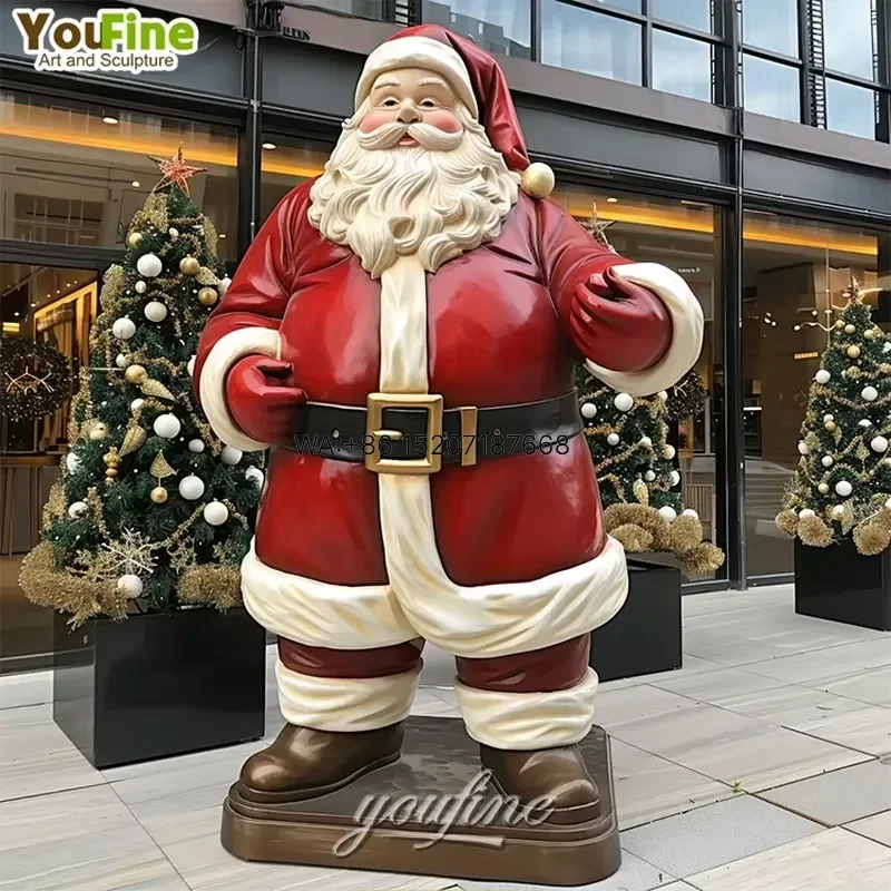 Wmwmnu Life Size Santa Claus Sending Gift Fiberglass Sculpture for Christmas Decoration Outdoor Indoor Holiday Display