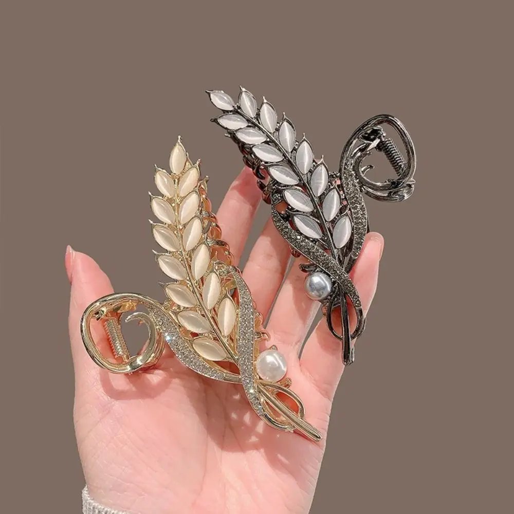 

Cat's Eye Stone Wheat Ear Hair Grab Headdress Hairpin Sweet Hair Clips Fashion Jewelry with Pearls Luxury Hair Claw