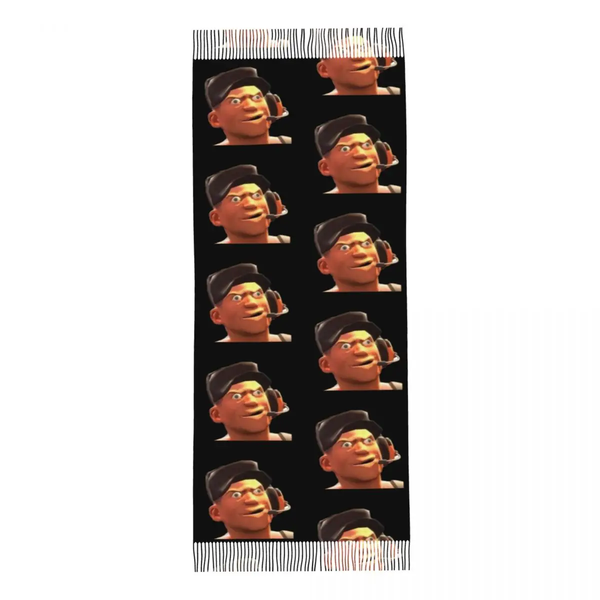 Team Fortress 2 TF2 Scout Gmod Face Funny Meme Scarf Tassel Scarves Women Soft Warm Shawls and Wraps Long Fall Winter Shawl Wrap