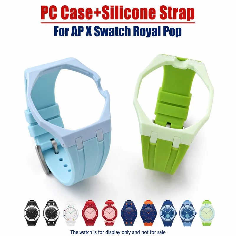 Kit de Modificação de Caixa de Plástico + Pulseira de Silicone para Relógio AP X Swatch Royal Pop Pocket, para Transformar Relógio de Bolso em Relógio de Pulso