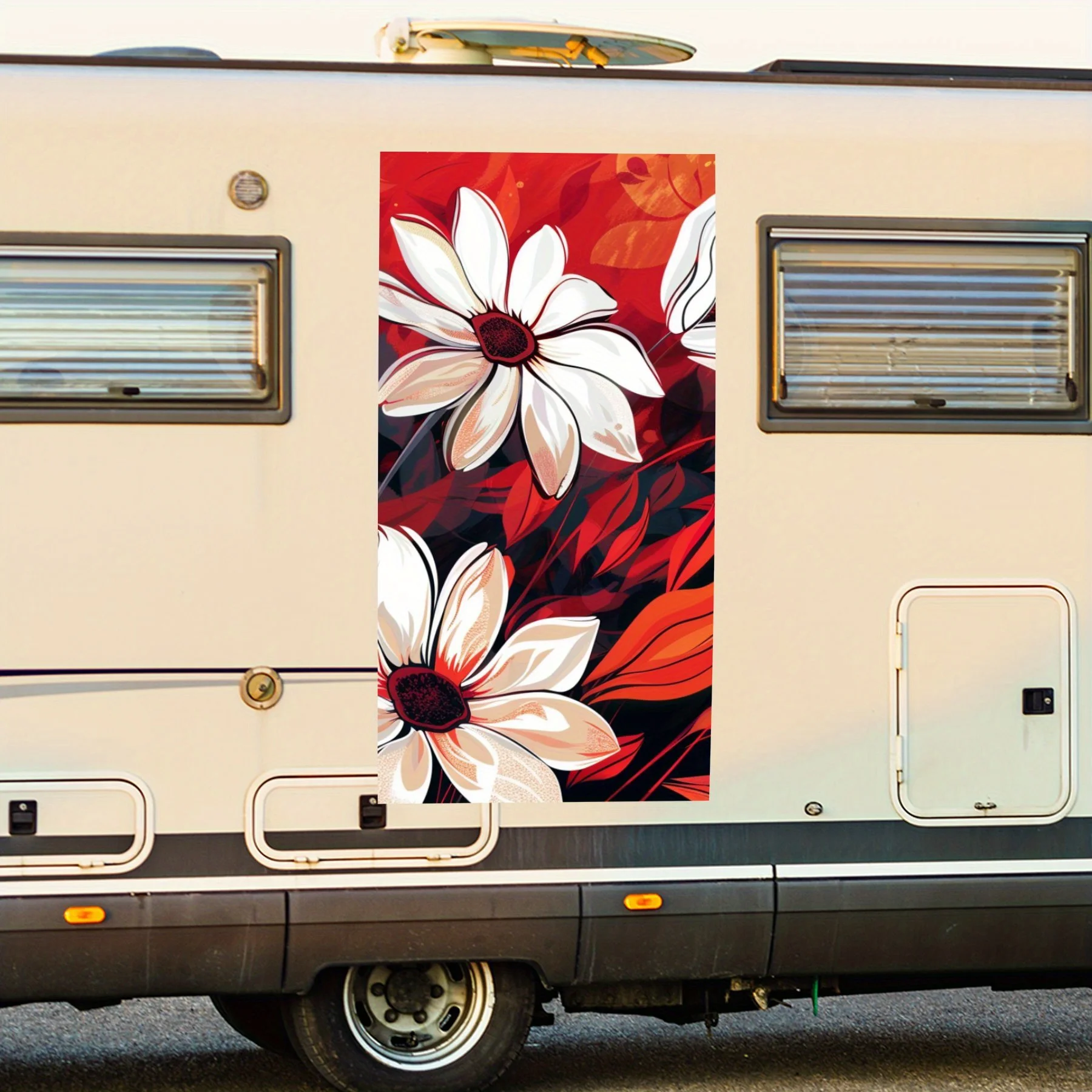 

Vibrant Floral Burst Car Sticker,Vinyl decal on the side of the motor home, waterproof self-adhesive vinyl sticker on the side o