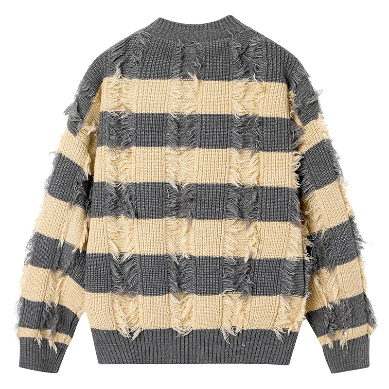 Nouveau automne hiver hommes vêtements intérieurs et extérieurs confortable respirant à la maison pull haut de haute qualité rayé chaud tricot pull