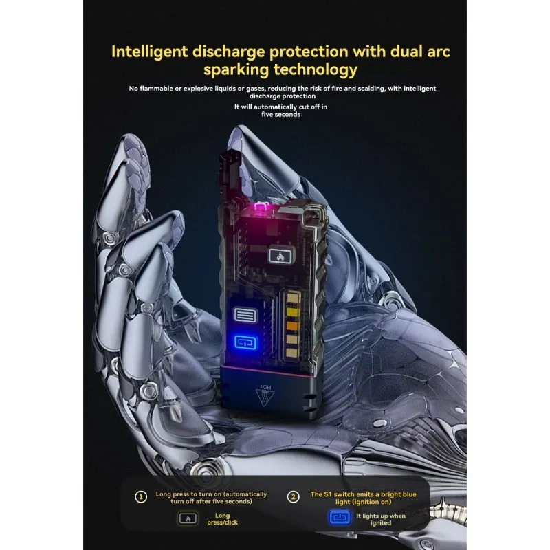 مصباح يدوي صغير متعدد الوظائف من مادة CQMF-ABS مع مصدر ضوء 12 وضعًا، ولاعة قوسية، ووظيفة إنذار الطوارئ #2