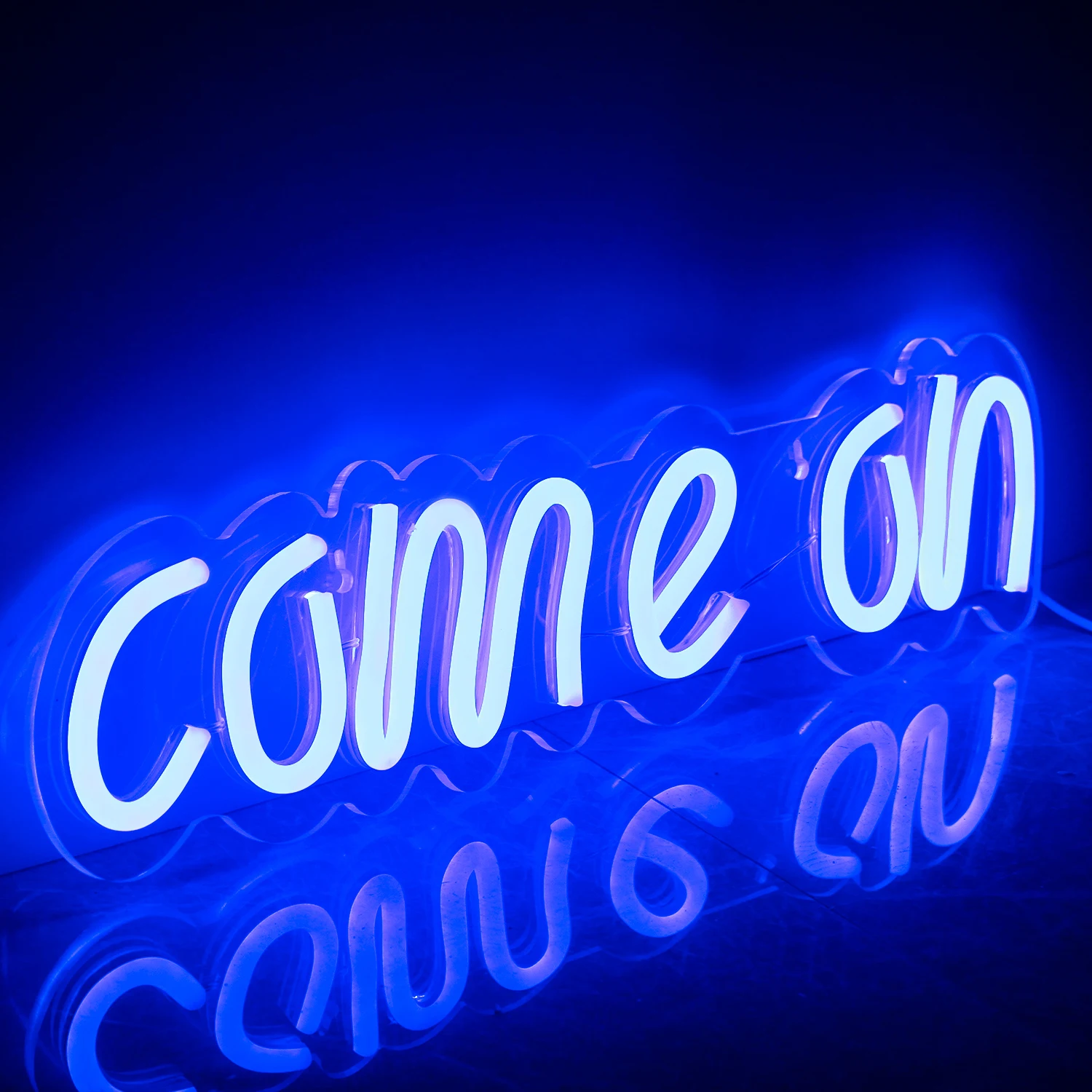 Come On Neon Light Led Neon Sign Blue Letters Light Sign USB Powered for Office Party Bar Wedding Shop Gaming Room Decor