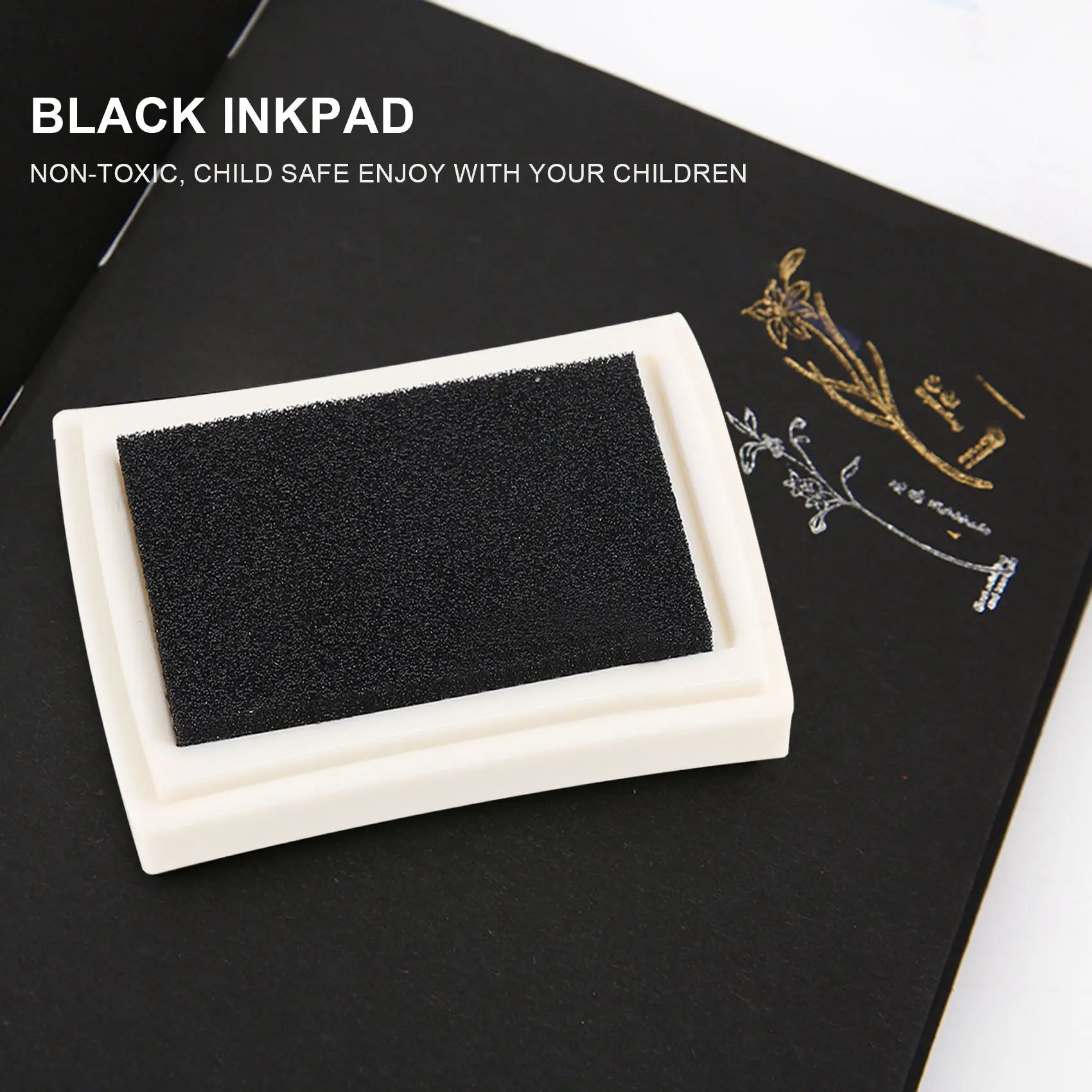 Black Ink Pad Inkpad Rubber Stamp Finger Print Craft Non-