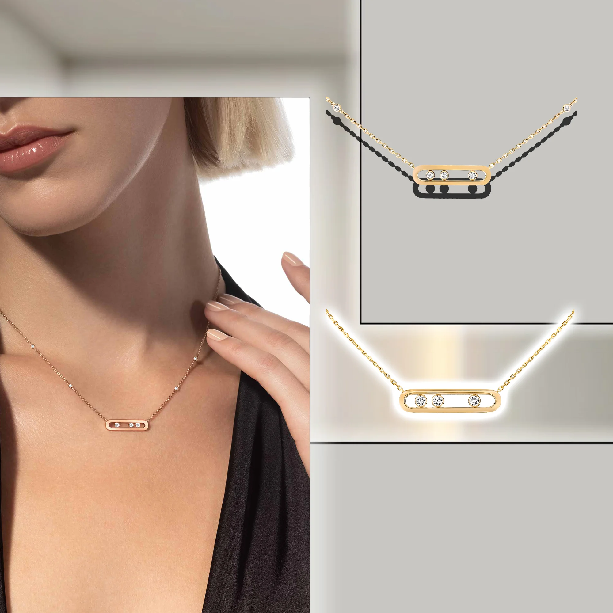 

Простая роскошная французская повседневная одежда с ожерельем из чистого серебра S925, женское ожерелье, подарок для друзей, Move Classique