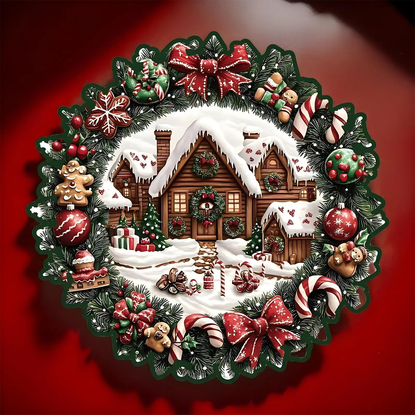 أحجية الصور المقطوعة بتصميم إكليل تفاعلي بطابع عيد الميلاد، أحجية الصور المقطوعة الخشبية لعيد الميلاد للرجال والنساء والأولاد والشباب والمراهقين #4