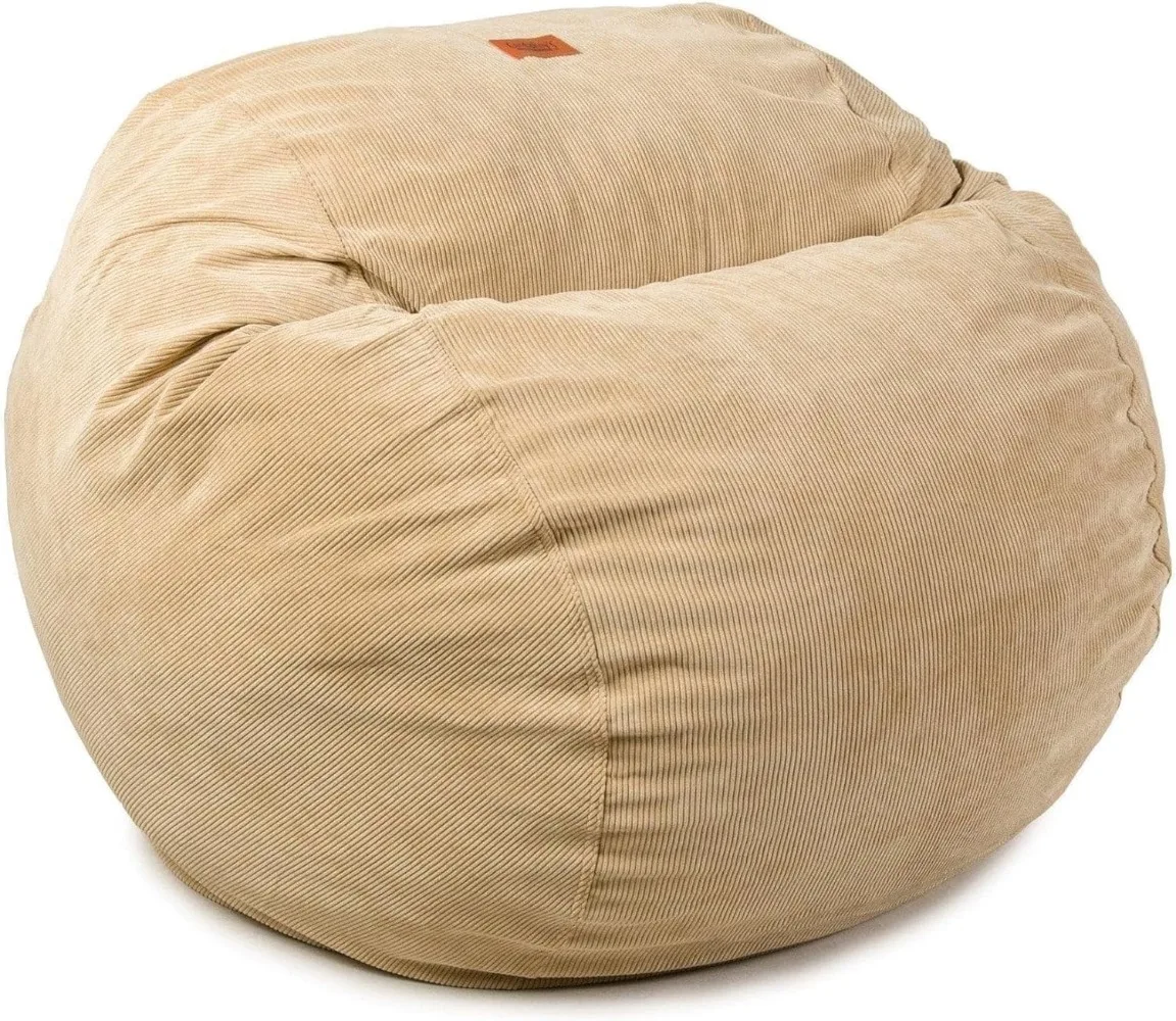 Corduroy Bean Bag Chair, Convertible Chair Folds from Bean Bag to Bed, As Seen on Shark Tank, Khaki - Full Size