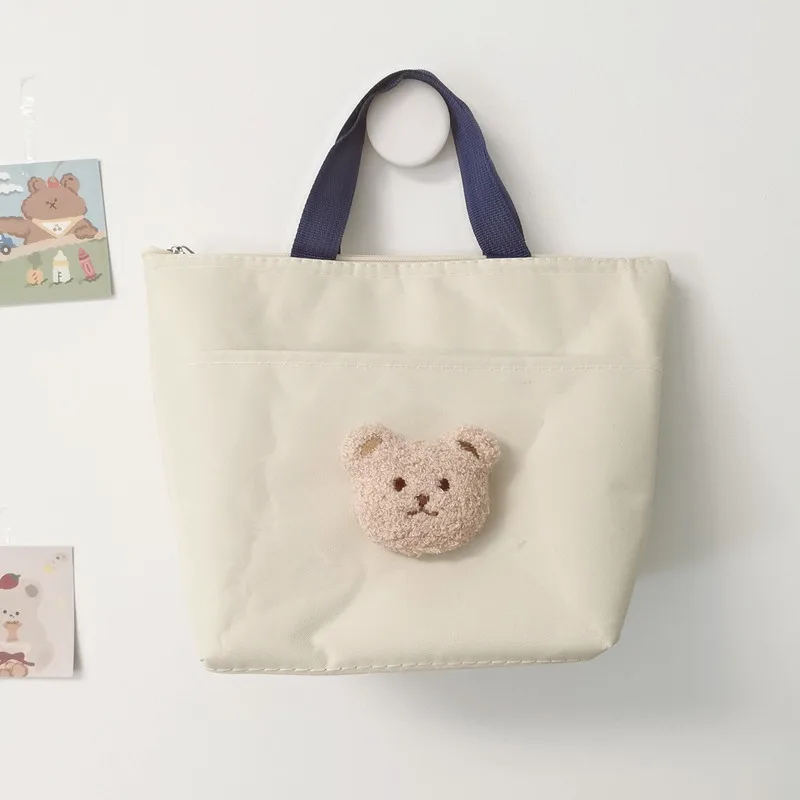 2023 New Children's Milk Bottle Storage Lunch Bag Embroidered Bear Insulated Fresh Bags Large Capacity Water Proof Lunch Bag