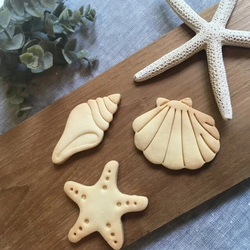 Ocean Life Whale Fondant Frosting Cookies Mold Home Parent-Child 3D Ocean Whale Shark Shell Pattern Cookie Mould Biscuit Cutters