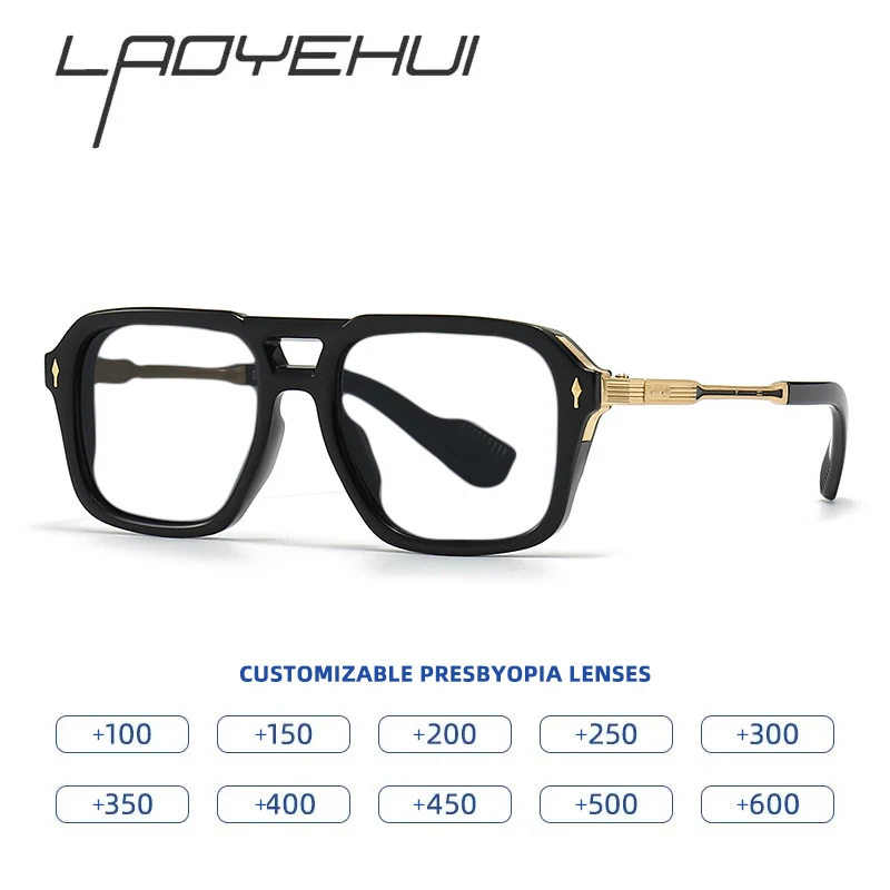 

Luxury Brand Pilot Reading Glasses Men Women Retro Rivet Resin Optical Presbyopic Eyeglasses Custom Diopter +50~+600