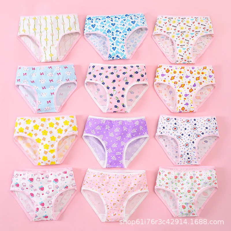 Cute lady cotton small floral underwear girl print mixed triangle girls pants small fresh