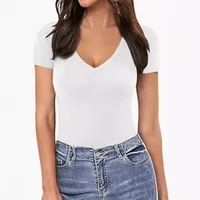 Bodysuit Women Sexy Slim Short Sleeve Bodycon Jumpsuit V Neck Rompers Overalls Body Shapers 2024 New - Image 3