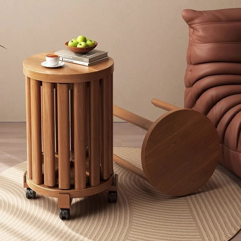 Solid wood stool, household stackable bench storage combination high round stool stacked stool