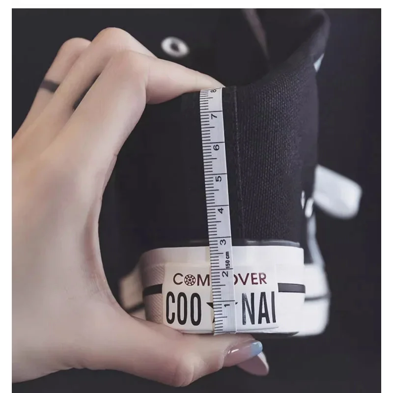 2025 New 8cm High Heels Shoes Casual Canvas Sneakers Designer Platform Wedges Ladies Hidden Wedge Elevator Shoes White black