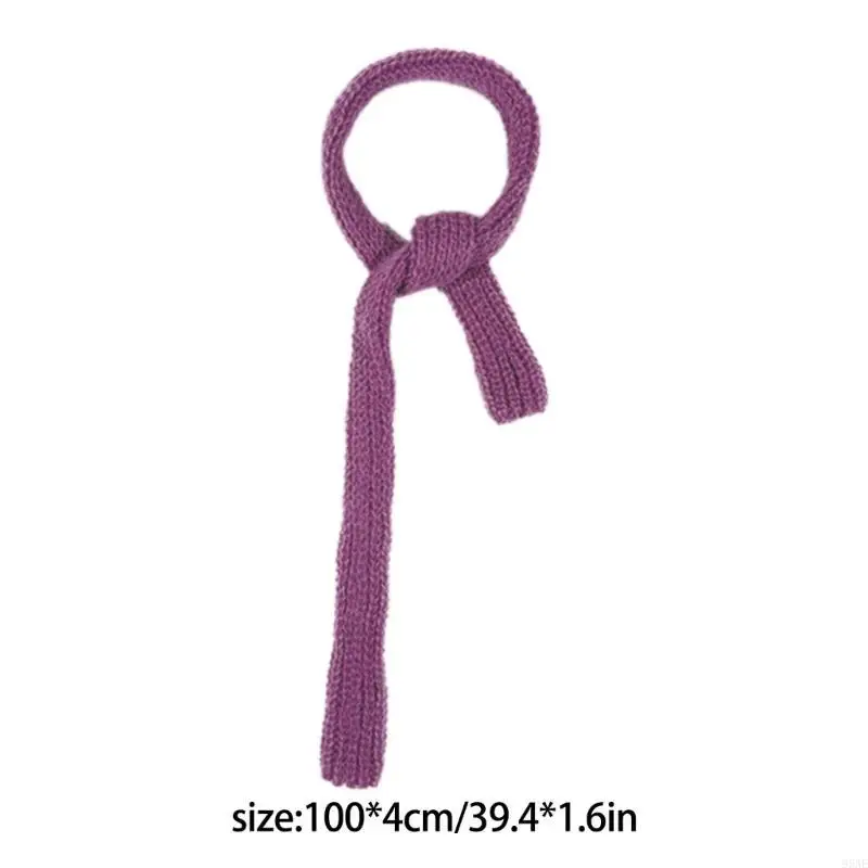 95ae 100x4cm ผ้าพันคอถักนิตติ้งผ้าพันคอรูปทรงกลมขนาดเล็กที่สะดวกสบายและทันสมัย ​​posing neckerchief สำหรับผู้หญิงวัยรุ่น