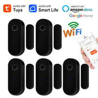 Tuya WiFi Door Open Close Detector Black Smart Life APP Door Window Sensor Home Security Protection Compatible Alexa Google Home