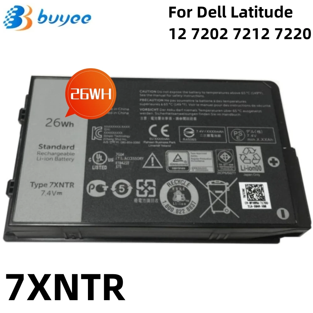 

7XNTR Laptop Battery Replacement For Dell Latitude 12 7202 7212 7220 Rugged Extreme Tablet Series 7.4V 26Wh J7HTX 02JT7D FH8RW