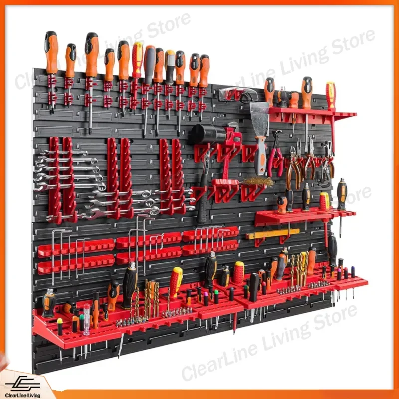 68 Piece Pegboard Tool Organizer Kit Wall Mount Storage Wrench Tray Screwdriver Holder Rack PP Plastic Workshop