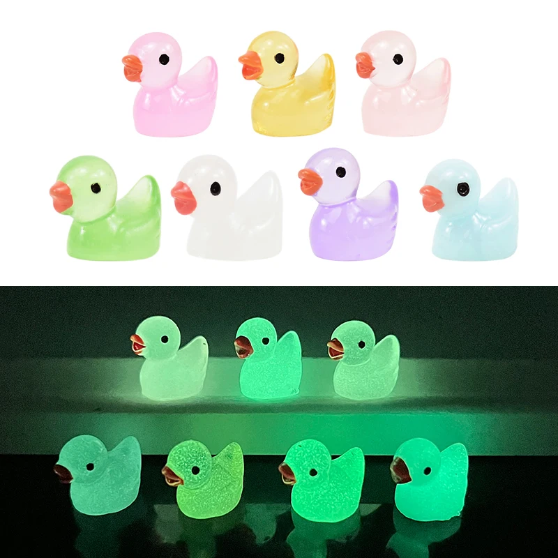 10/20pcs Luminous Mini Ducks Moss Micro Landscape Accessories Glow In Dark Ducks Figurines Fairy Garden Home DIY Decoration Gift