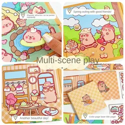 1 Set Activity Books Capybara Quiet Book 3D Sticker Book Kawaii Handmade DIY Toys Cartoon DIY Capybara Busy Book Girls Gift