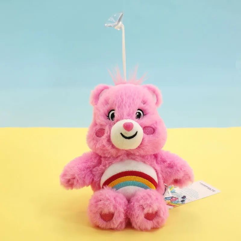 

New Rainbow Love Bear Plush Pendant Cartoon Doll Cute Girl Heart Ornament Glass Suction Cup Hanging Home Decoration