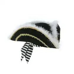 Halloween Stage Performance Props Adult Children Luxury Black Coffee Brown Pirate Captain Hat
