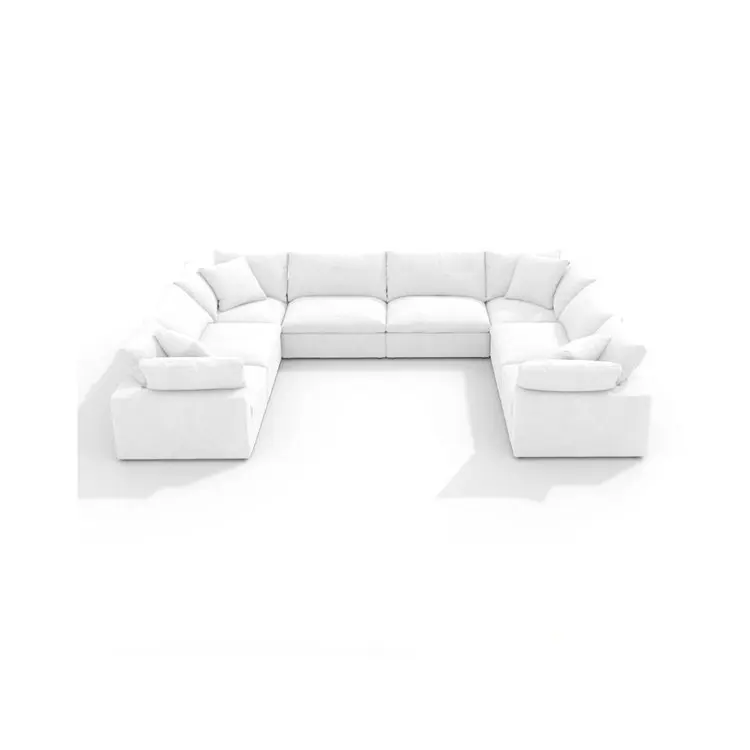 

#Contemporary Luxury White Down Feather Boucle Velvet Sofa U Shaped Fabric Couch Modular Cloud Sectional Couches for Living Room