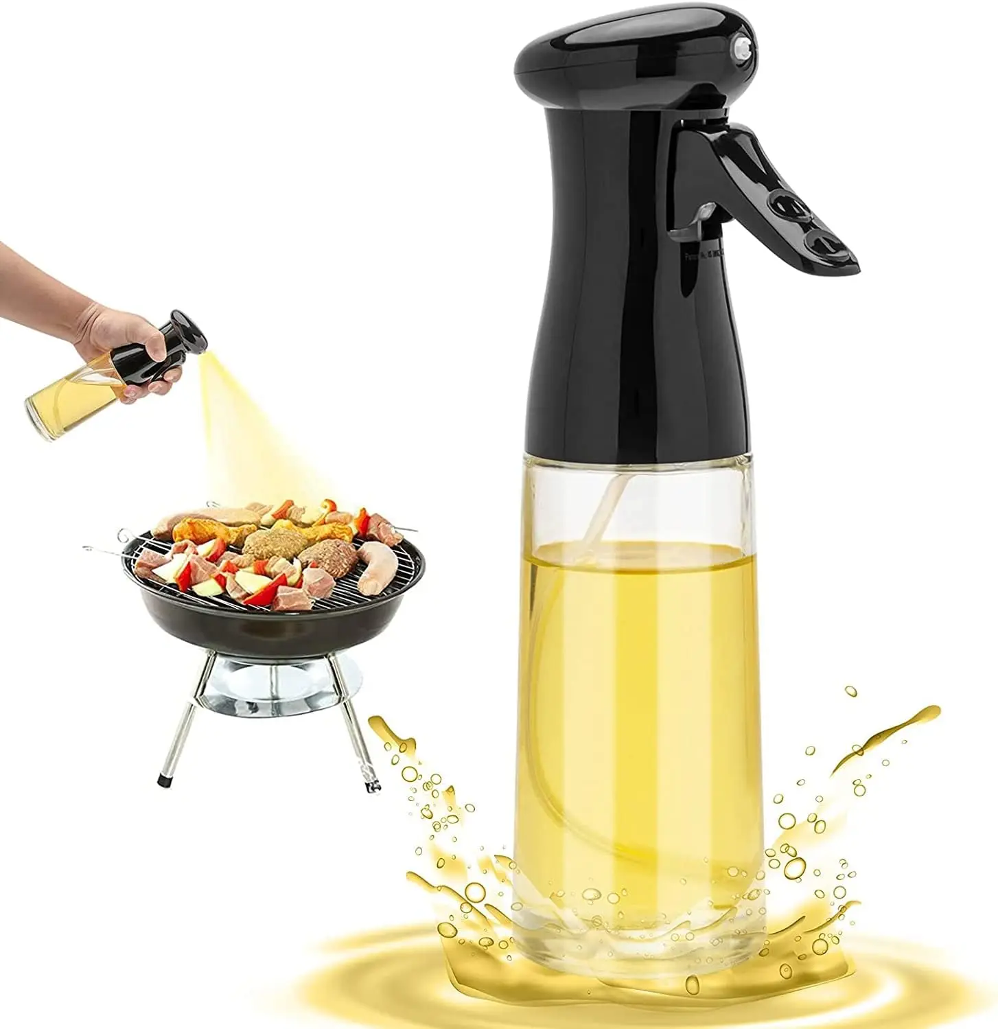 

Oil Sprayer for Cooking, 200ml Glass Oil Dispenser Bottle Spray Mister, Refillable Food Grade Oil Vinegar Spritzer Sprayer Bottl