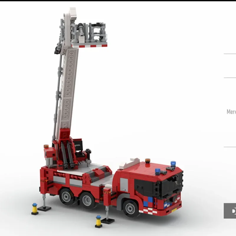 Fire Truck Aerial Work Platform Elevator MOC-55291 Fire Truck Building Block Toy Model 864PCS  Birthday Gift Kids Christmas Gift