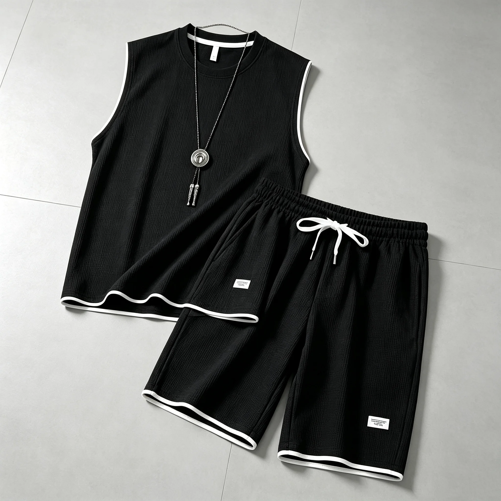 Summer men's vest sets high quality Gym jogging sportswear set Mesh quick drying fashion casual Vest + Shorts 2 piece set 3XL view 5