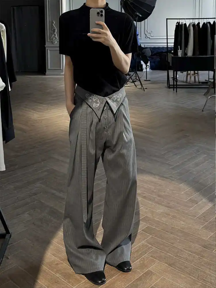 

Women's Grey Baggy Parachute Pants Japanese 2000s Style Casual Pants Harajuku Vintage Y2k Oversize Wide Leg Trousers Autumn 2025
