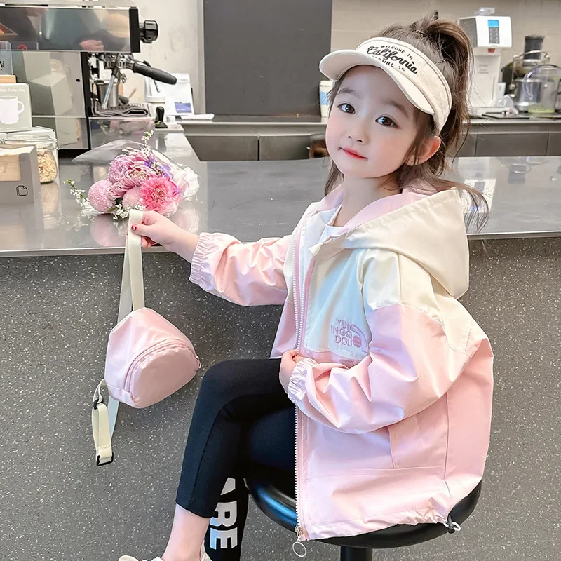 Baby Girl Top Girls Spring Coat 2024 New Style Spring Clothes Children Spring and Autumn Girls Baby Storm Fashion Jacket