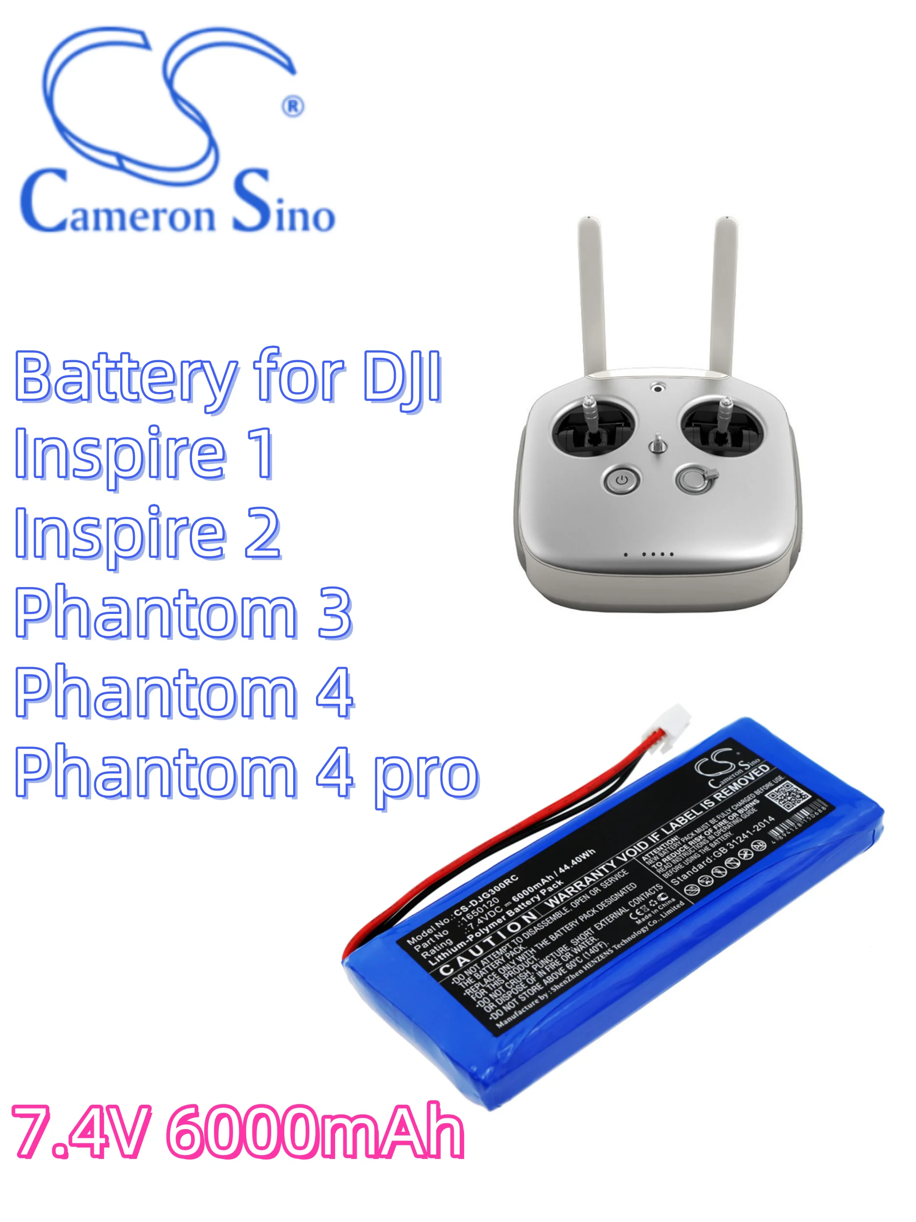 battery Cameron Sino Remote Controller 6000mAh 1650120 for DJI GL300C,GL300E,GL300F,Inspire 1/2/3/4 Controller Phantom 4 pro