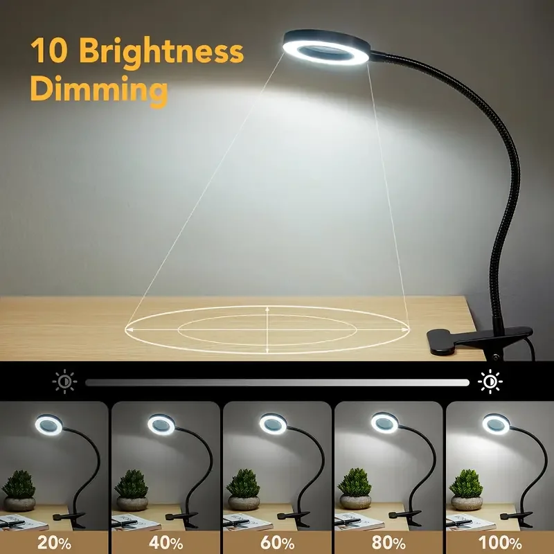 48 LEDs Clip on Desk Lamp 360°Flexible Gooseneck Reading Table Light Eye-Caring USB Clamp Books Night Light Study Read Light view 4