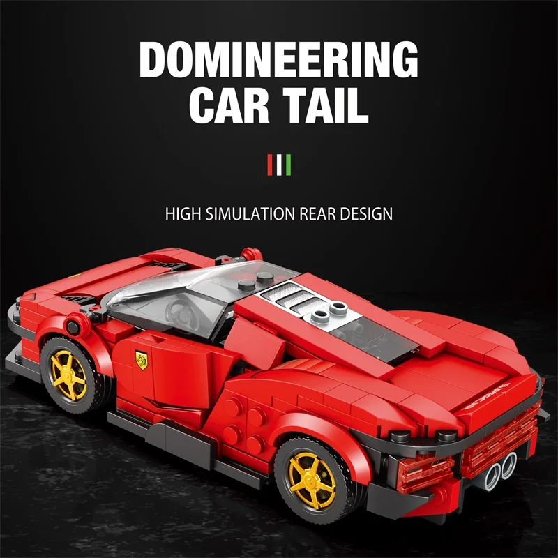 Auto sportiva Building Blocks Città Velocità Veicolo Modello di auto Ornamenti da tavolo Assemblaggio fai da te Mattoni Giocattoli Regali di festa per i bambini