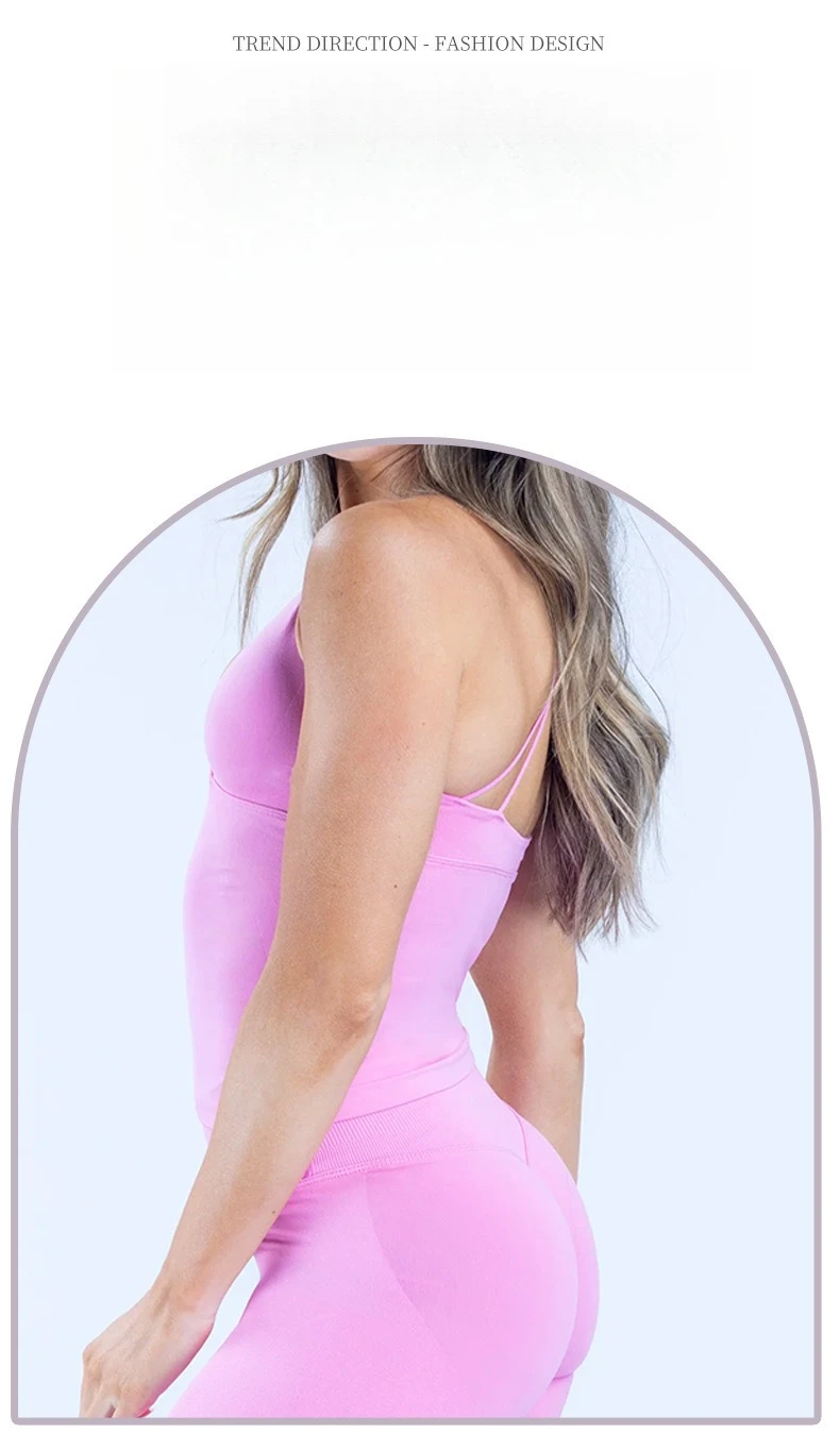 Nahtloses, gepolstertes Sport-Top für Damen mit überkreuzten Trägern, sexy rückenfreies Yoga-Top, hochelastisches Camisole-Oberteil für Sommer, Laufen, Fitness und Workout – Detail 5