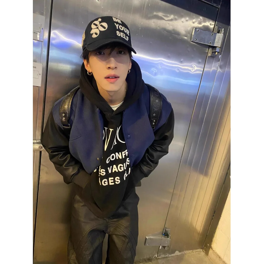 

Retro American Cleanfit Stand Collar Tweed Patchwork Leather Baseball Jaet Couple Trendy Outerwear Men Women ort Jaet