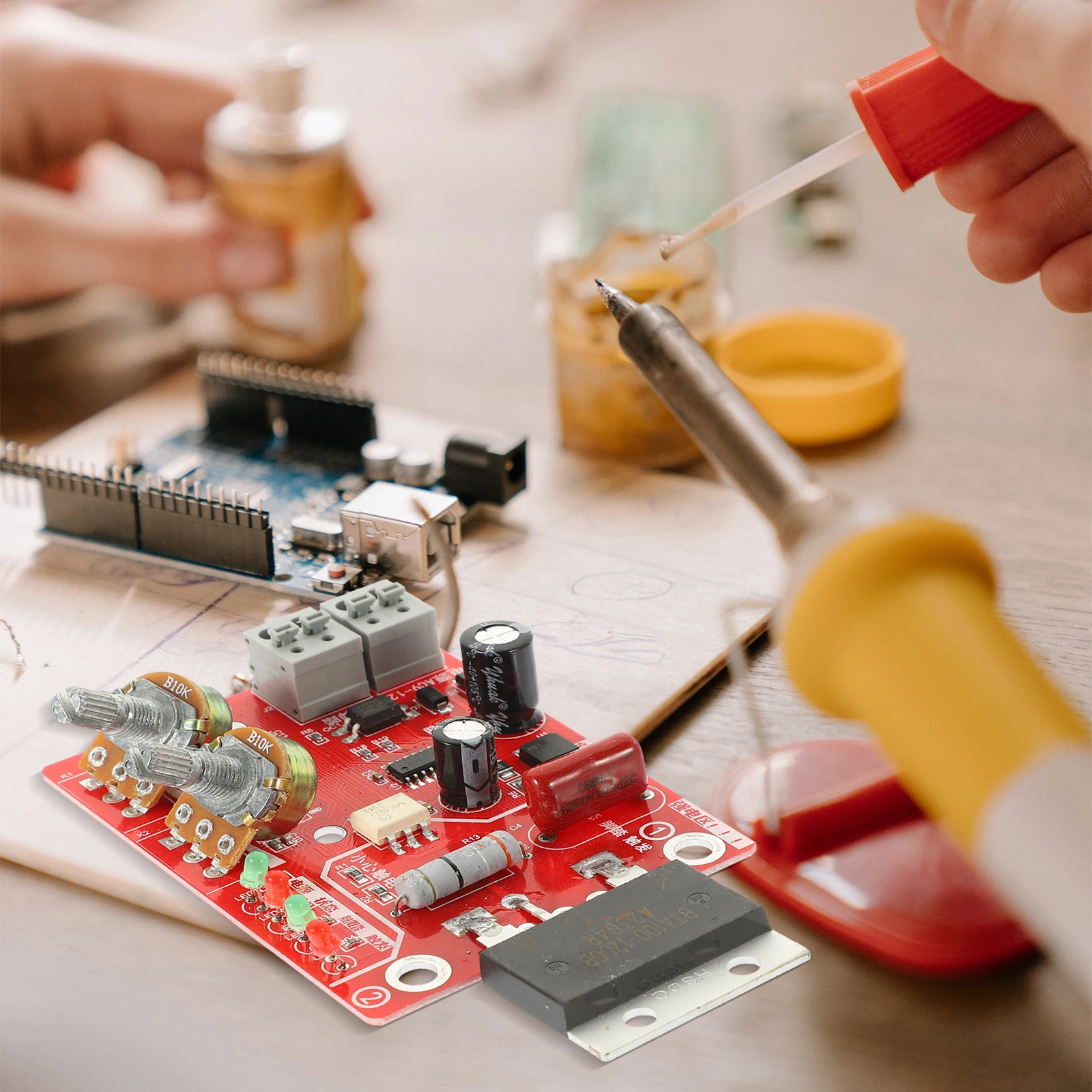 

Welder Control Board 100A DIY Spot Welding Machine Controller Digital Display Time Current Adjustable Single Chip