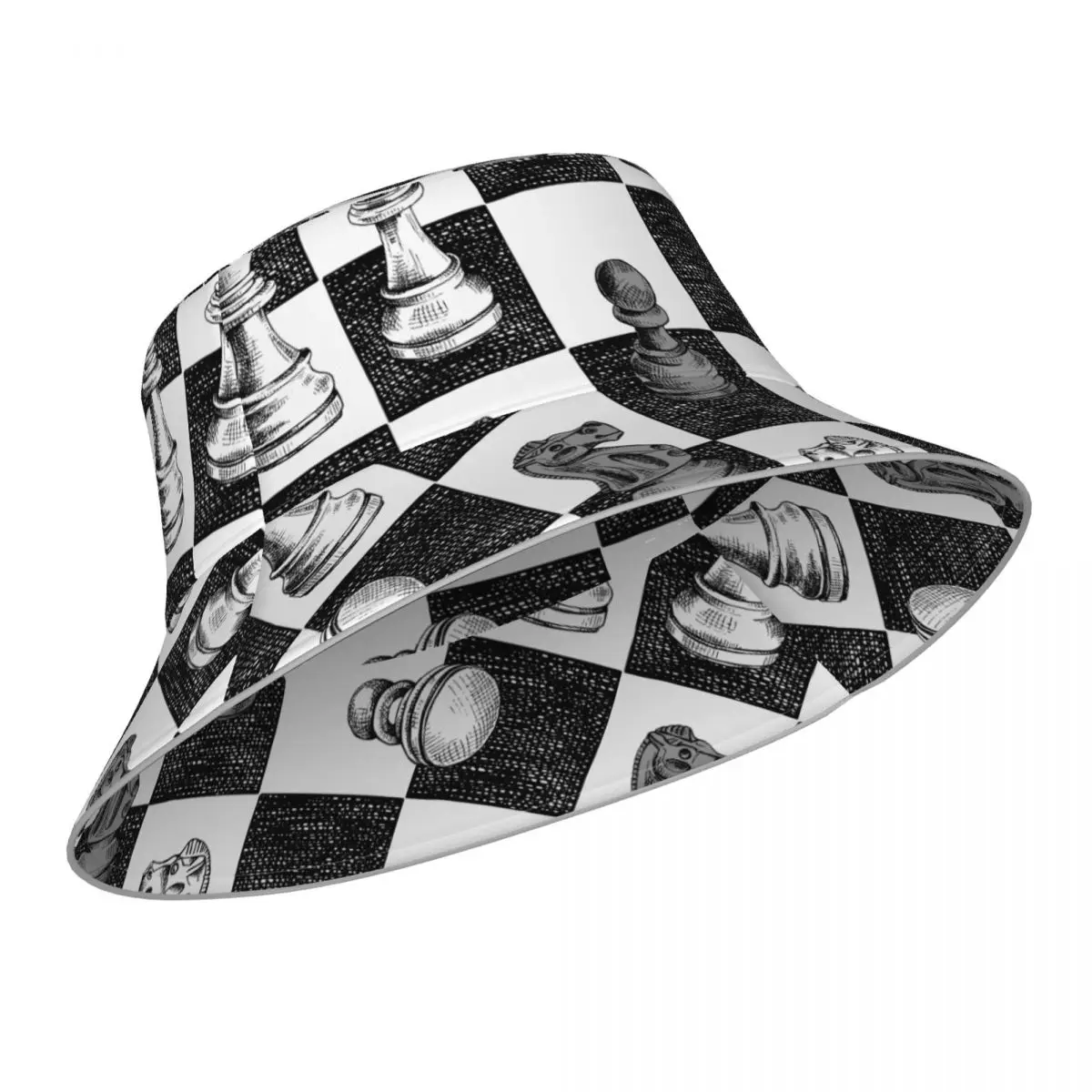 New Fisherman's Hat Unisex Fashion Chess Figures Bob Cap Windproof outdoor Reflective Bucket Hat