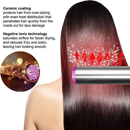 พกพากระบอกเครื่องเป่าผม Straightener แปรงหวีปรับอุณหภูมิเหล็กตรง Curly Hair Styling Stick