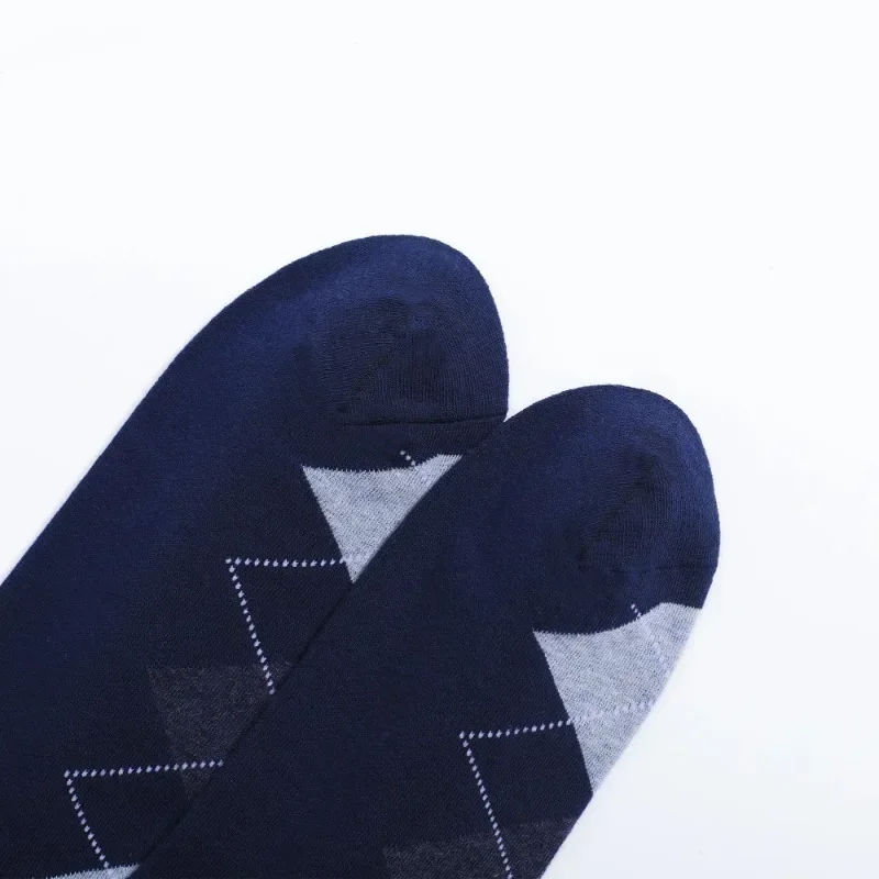 5 Pairs Mens Dress Socks Plus Large Size，High Quality Combed Cotton Crew Socks，Black Cool Argyle Breathable Casual Socks for Men
