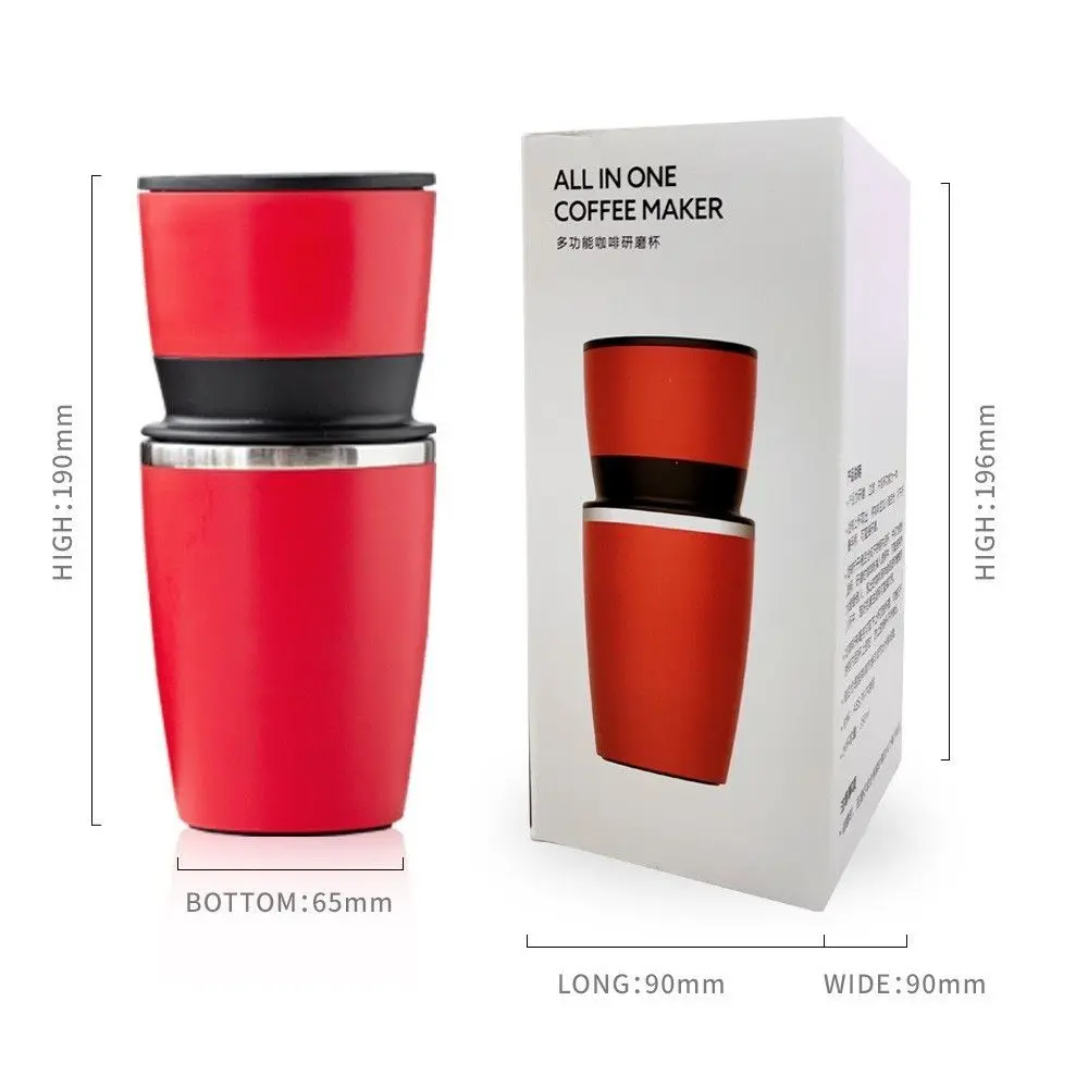 Travel Coffee Mug Grinder Filter Built-in Set Manual Coffee Mocha Maker