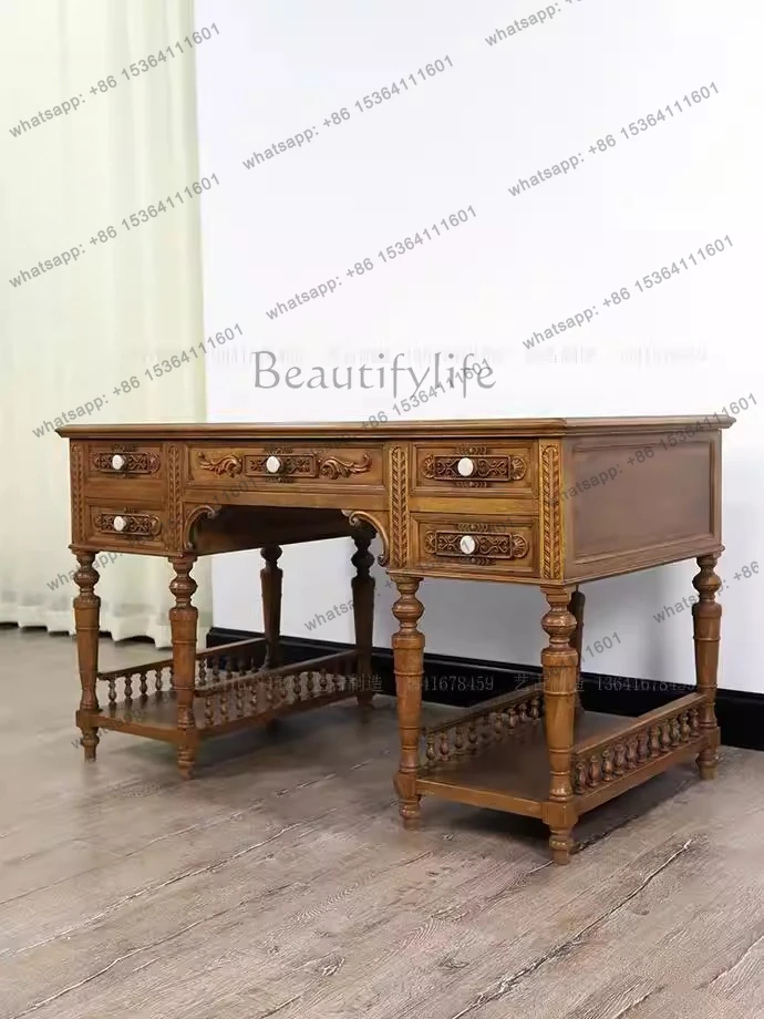 

Американский компьютерный стол из цельного дерева в стиле ретро, французский стол для домашнего офиса