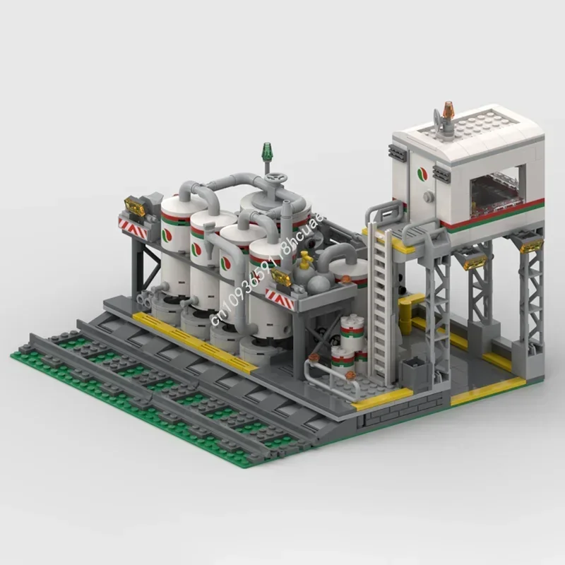 611 قطعة مكعبات بناء نموذج محطة نقل سيارات أوكتان في المدينة، مكعبات تكديس إبداعية، ألعاب تعليمية للأطفال، هدية تعليمية يمكنك صنعها بنفسك