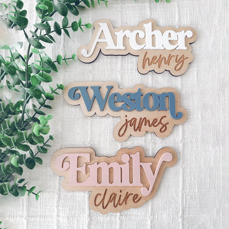 Custom Baby Name Sign Personalized Wooden Baby Birth Announcements Baby Shower Gifts Newborn Name Plaque