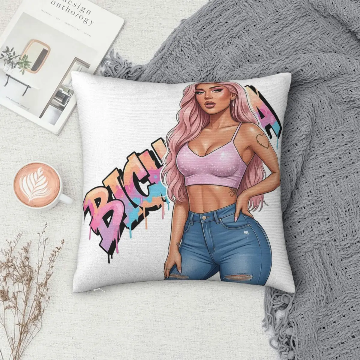 Manana Sera Bonito Karol G Square Pillowcase Cushion Cover Pillow Case Throw Pillow Cover for Home Bedroom Car