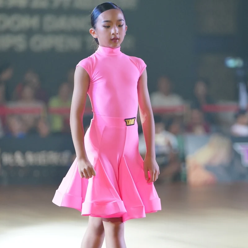 فساتين رقص قاعة الرقص الصيفية للأطفال بأكمام قصيرة للفتيات معيار وطني لمسابقات الرقص اللاتينية ملابس المسرح 12052