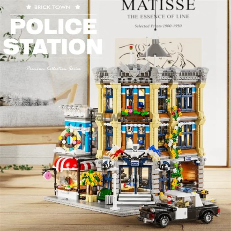 Brick Town Police Station House Buildings Sets,City Apartment Store Model Modular Buildings Blocks Gift for Adults Kids 3200PCS